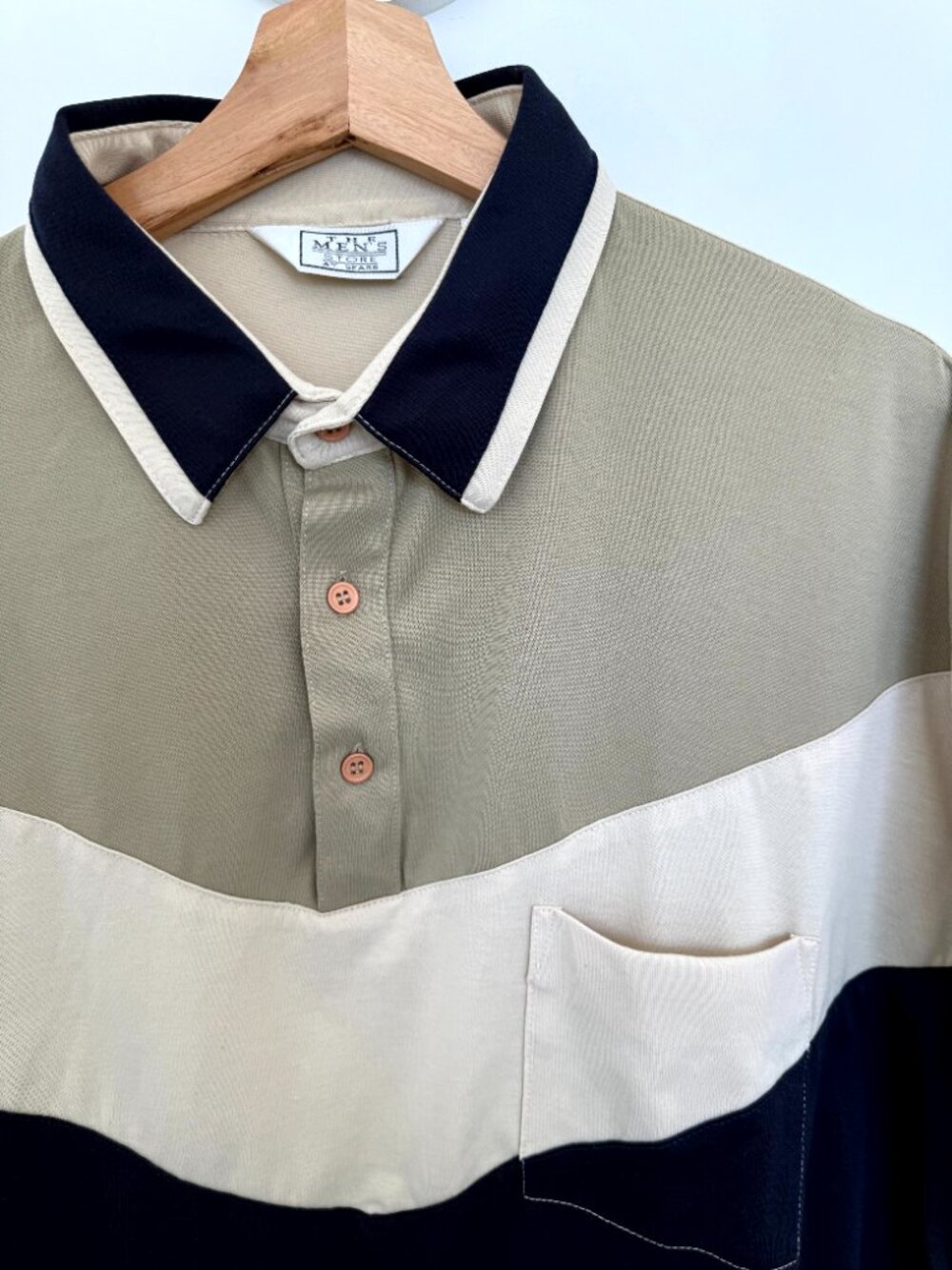 Vintage 80s The Men's Store at Sears Colorblock Chevron Polo Shirt XL